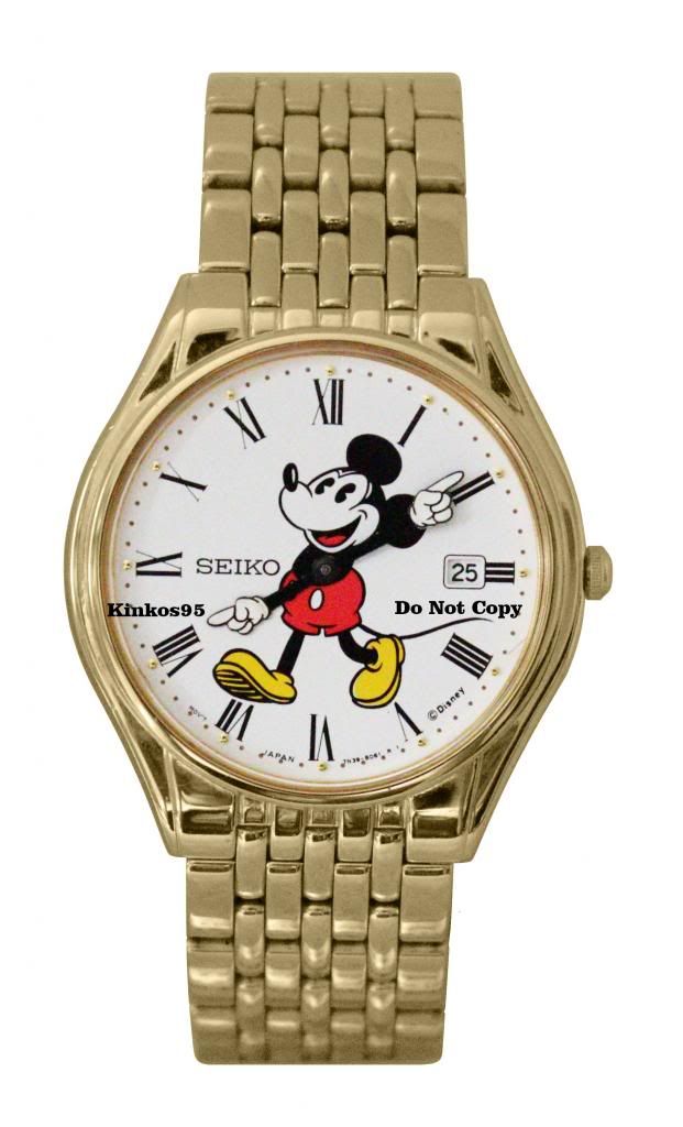 mint disney mens mickey mouse gold seiko watch htf